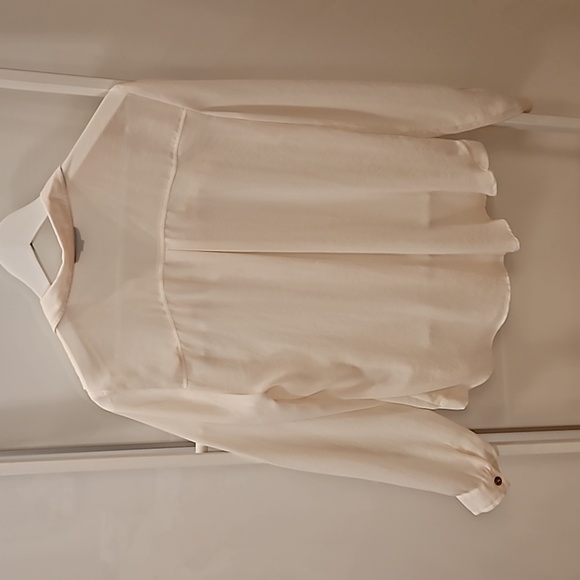 Cream chiffon shirt S - Picture 3 of 3